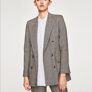 🐑🐏🍁Zara wool check plaid brown blazer
